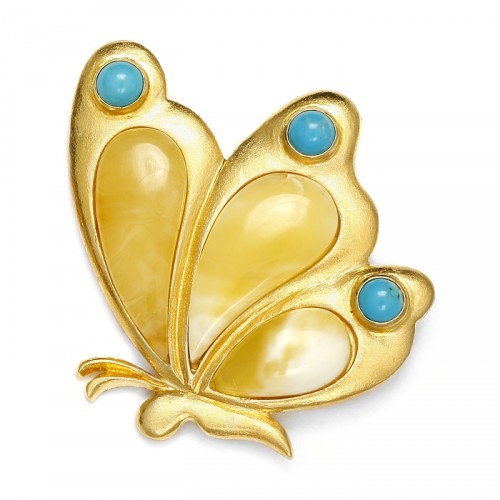 Butterfly brooch with turquoise
