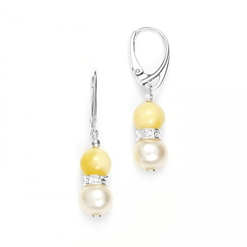Hanging amber earrings with pearls