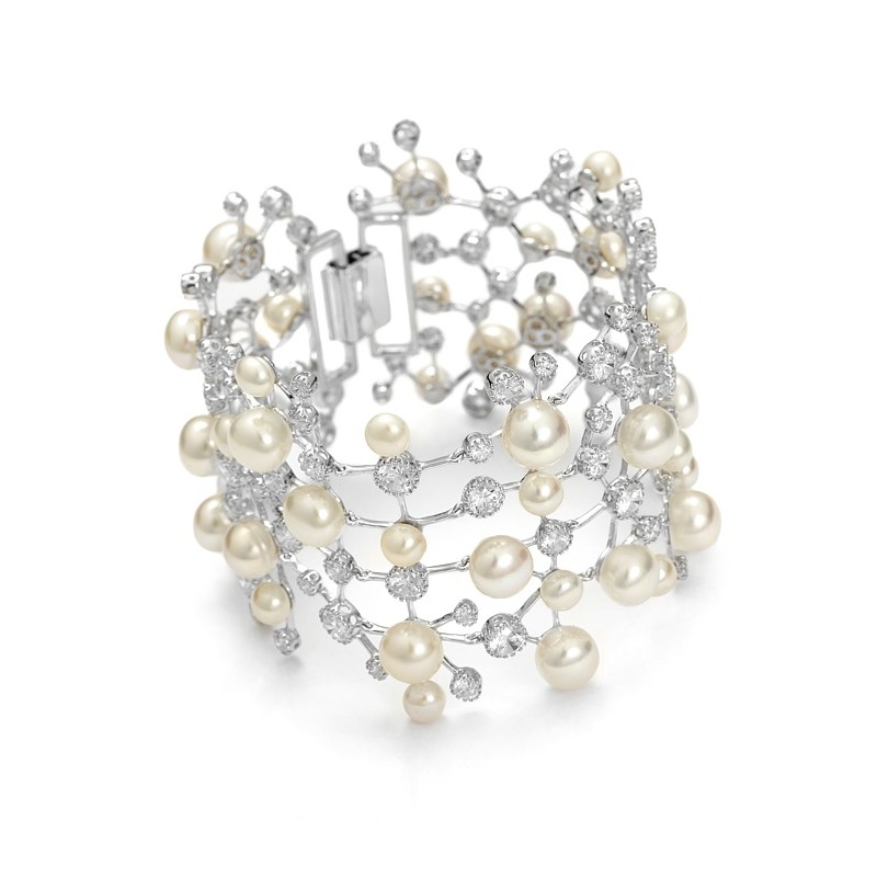 Kolekcja Princessa szeroka bransoletka z perłami