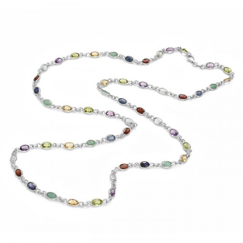 Colorful necklace with natural stones