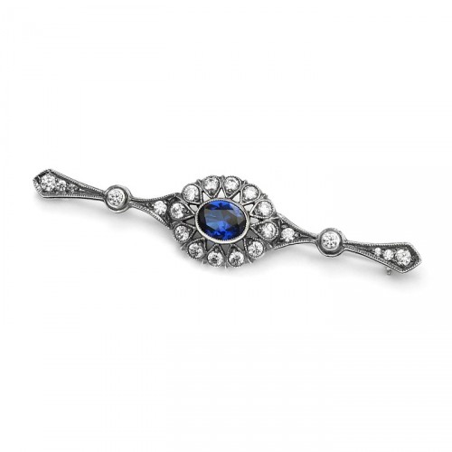 Art Deco brooch with blue spinel and zircons