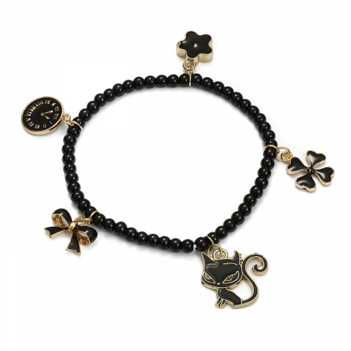 Black bracelet with cute charms