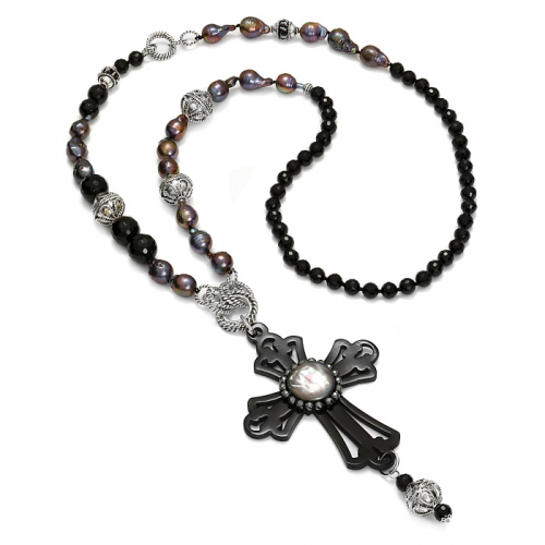 Long necklace with cross
