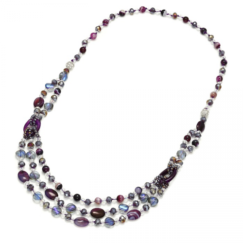 Fashionable necklace with purple stones