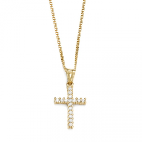 Gold Crucifix pendant with zircons