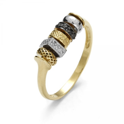 Gold ring with moving elements