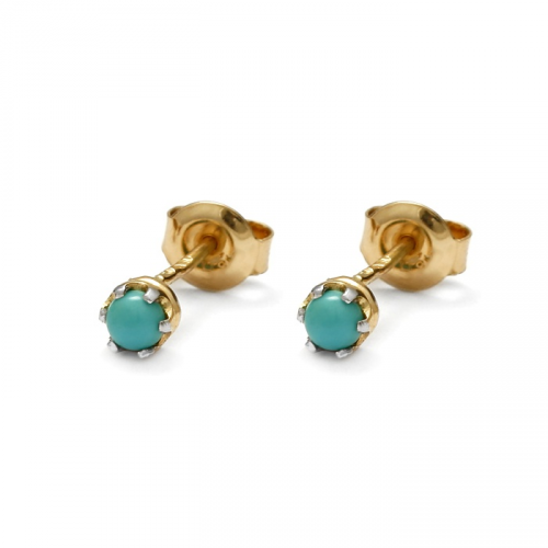 Gold earrings with natural turquoise