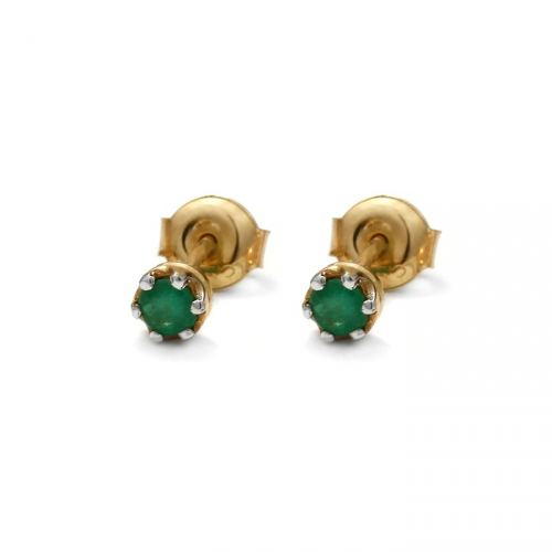 Gold earrings with natural emerald