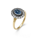 Gold ring with natural sapphire and zircons