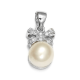 Silver pendant with pearl and zircons