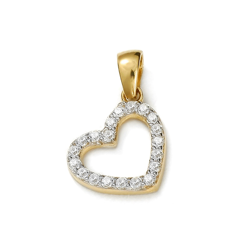 Gold heart with zircons