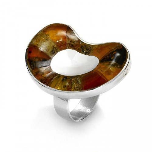 Amber ring "Snail"