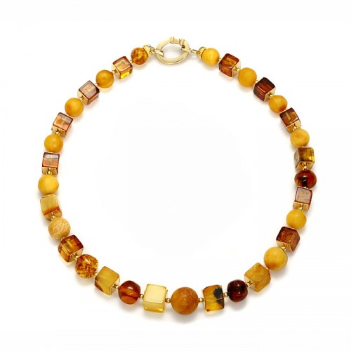 Amber necklace "Balls&Cubes"