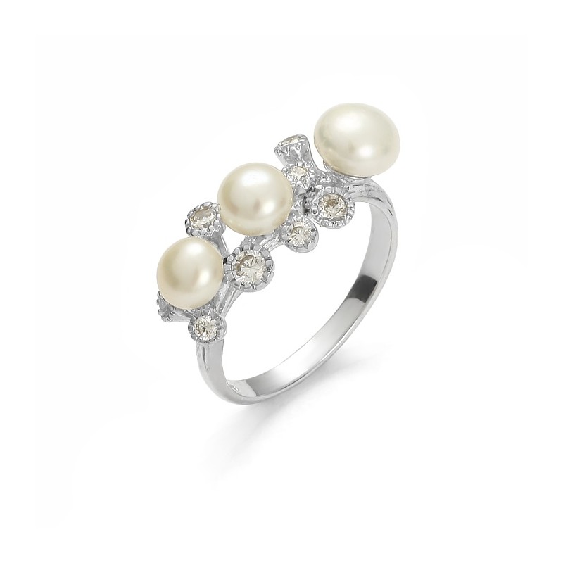Silver ring with pearl "Princess Collection"