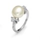 Silver ring with pearl and zircons