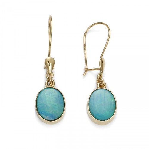Gold earrings with australian opal