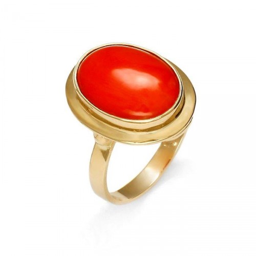 Gold ring with natural coral